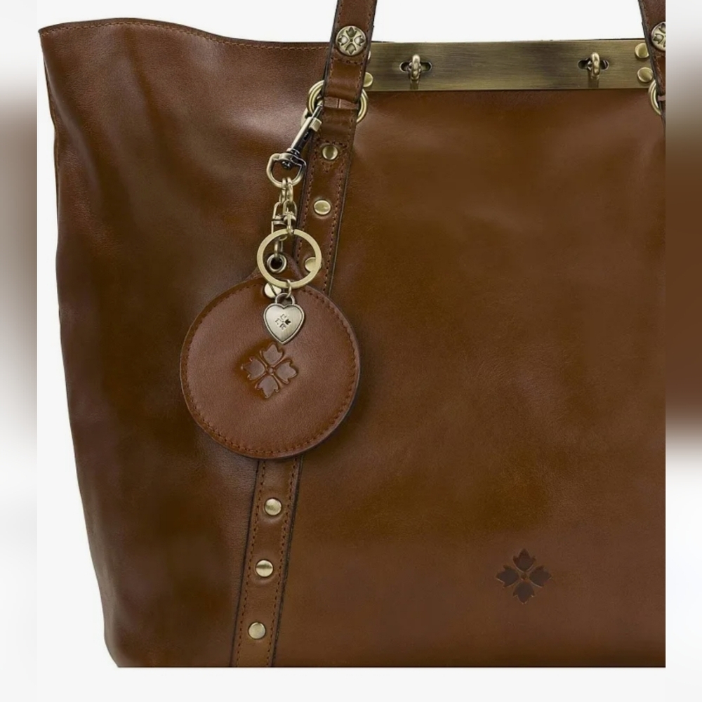 Patricia Nash Round Leather Mirror Key Fob Charm - NWT